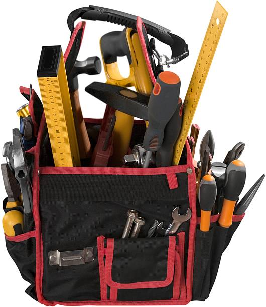 stuffed tool bag with handle isolated